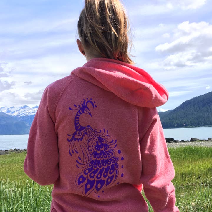 Kids Pomegranate Peacock Zip Up for wholesale by Alaska Creations