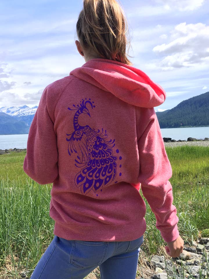Kids Pomegranate Peacock Zip Up for wholesale by Alaska Creations