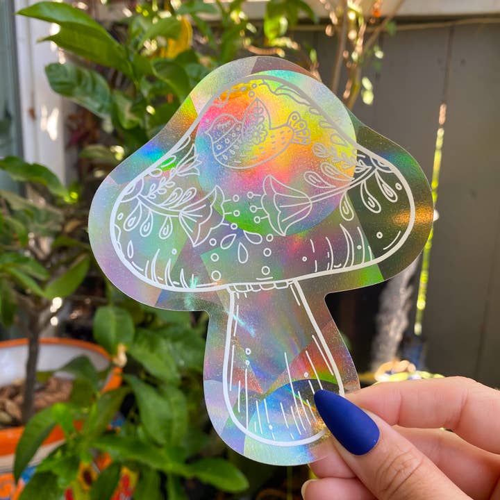 Chelzart - Wholesale Suncatcher - Boho Mushroom Rainbow Suncatcher Decal | Mushroom Accessory7