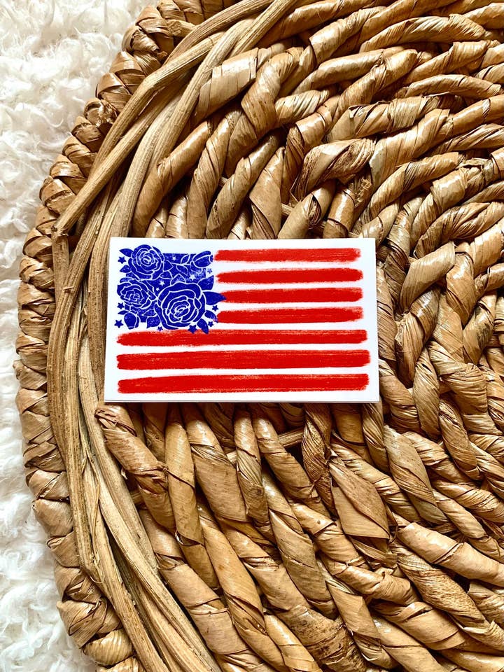 Pegatina de bandera estadounidense floral, calcomanía bandera americana, bandera de EE. UU. para venta al por mayor de MarieDesignCo