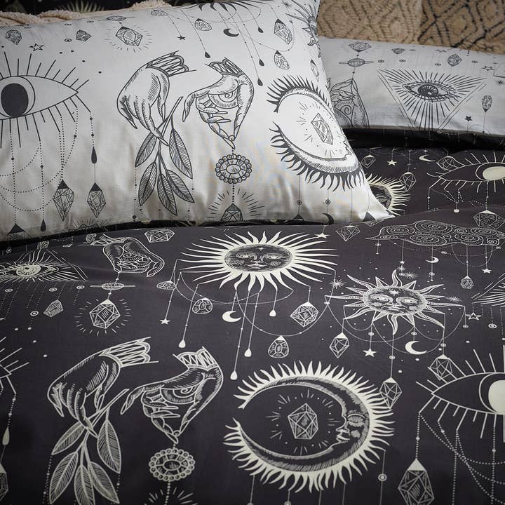 Charcoal Cream Constellation Celestial Duvet Cover Set Charcoal/Cream for wholesale on Faire3