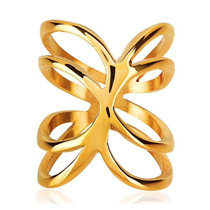 West Coast Jewelry - Wholesale Cocktail/Statement Ring - Intertwined Stainless Steel Ring5