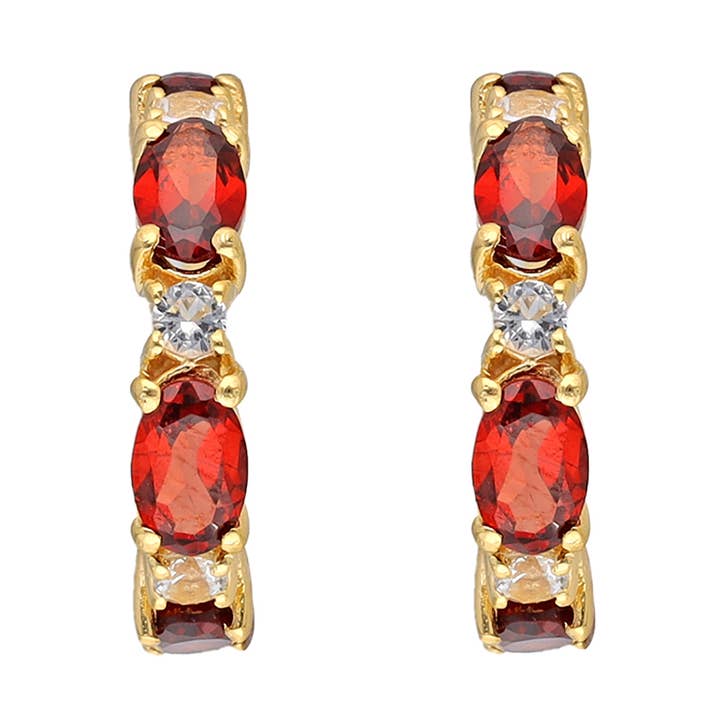 18K Gold Vermiel Over Silver Garnet Stud Earring RLE25142 for wholesale by Tiramisu