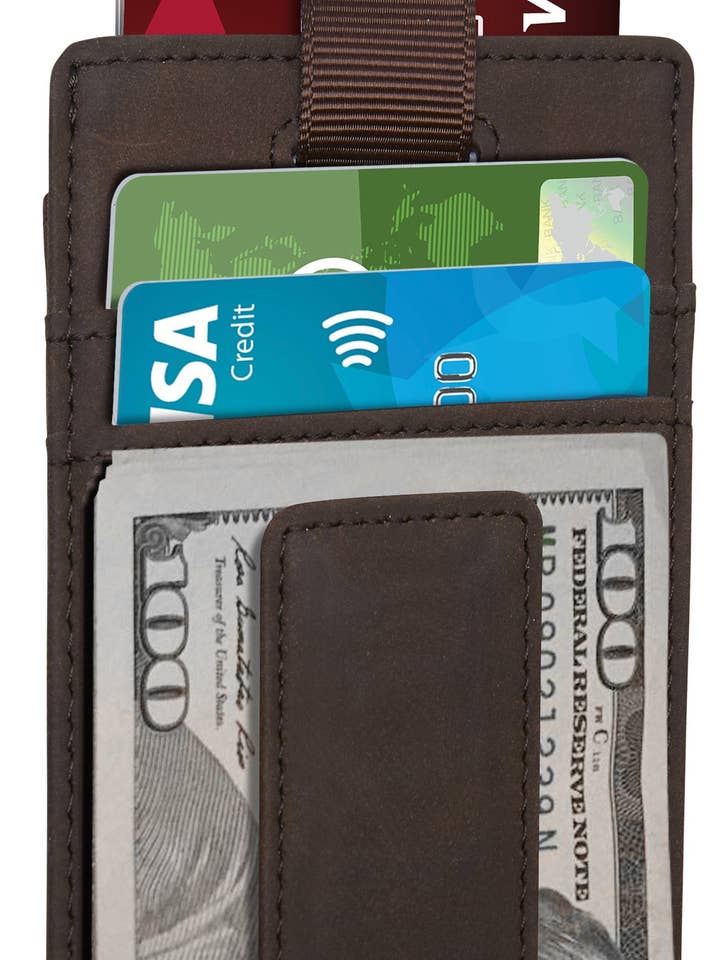 Money Clip Card Holder With Pull Strap for wholesale by Access Denied Accessories