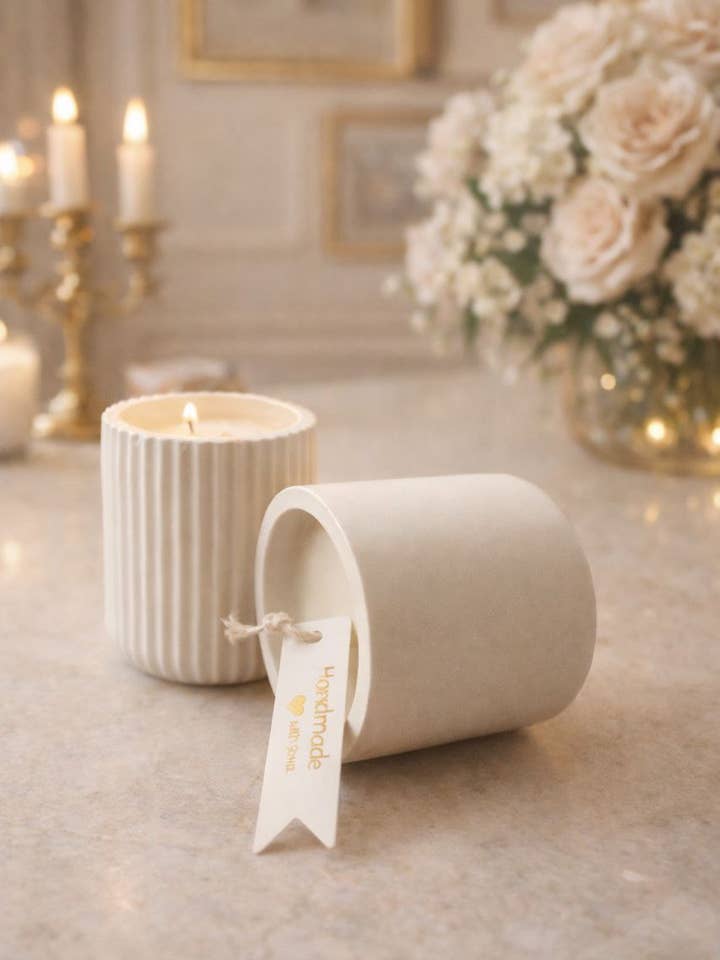 Handgemaakte interieurkaars Aura Stone kaars for wholesale by kanara Oud