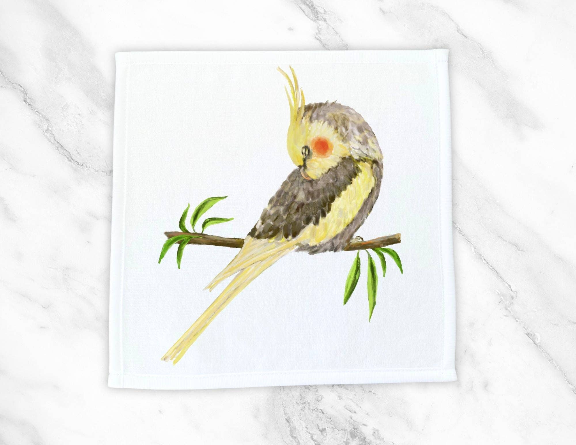 MerikaArt - Wholesale Wash Cloth - Yellow Cockatiel Washcloth