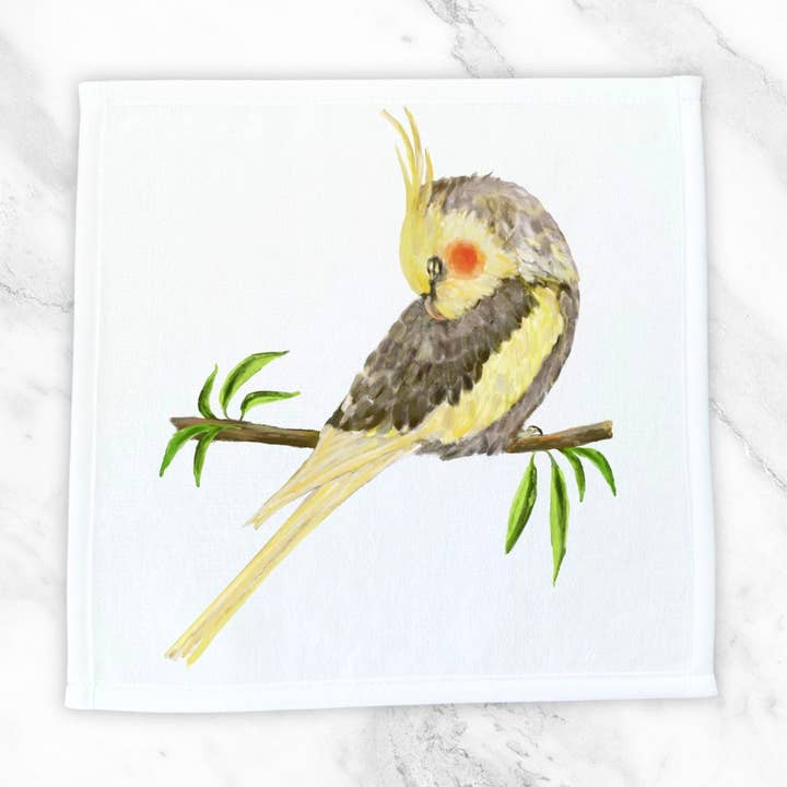 MerikaArt - Wholesale Wash Cloth - Yellow Cockatiel Washcloth0