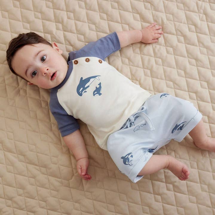 Natural Orca Print Raglan Tee for wholesale on Faire