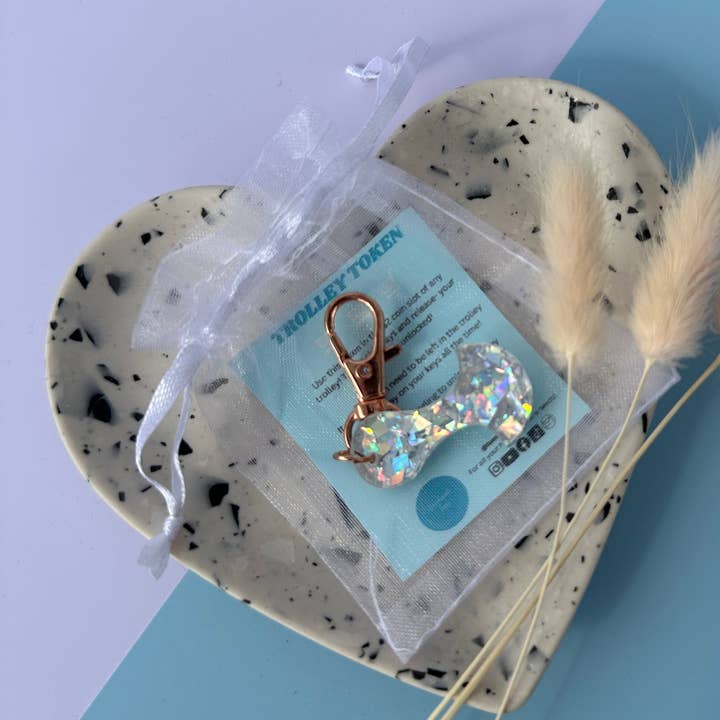 Handmade Jems - Wholesale Keychain - Women's - Rose Gold Glitter Trolley Token0