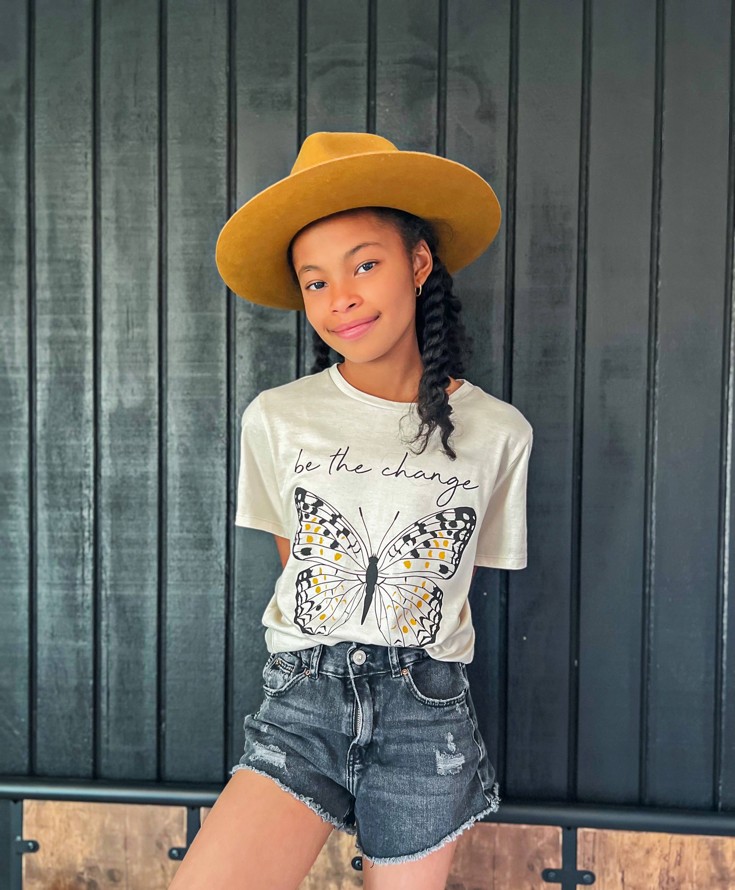 Sweet Soul - Wholesale Screen Printed T-Shirt - Kids - Be The Change Butterfly Tee -  TWEEN GIRLS1