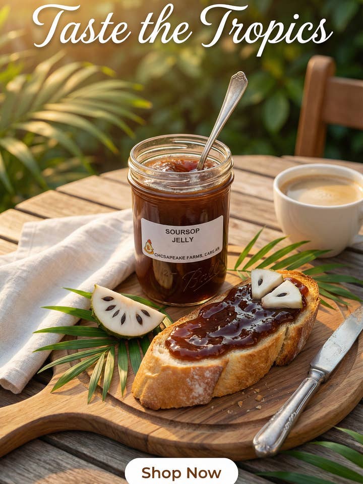 Organic Soursop Jelly, Tropical Fruit Spread for wholesale by Chesapeake Farms LLC