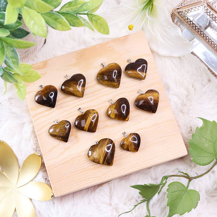 Colgantes de corazón de ojo de tigre - Joyas de ojo de tigre para venta al por mayor de Natures Artifacts Inc