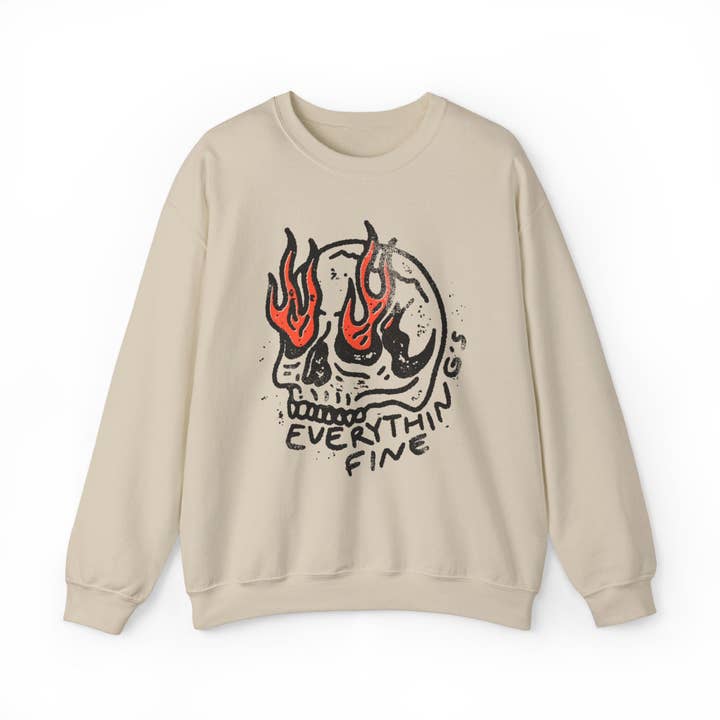 KILLER RETRO - Wholesale Graphic Sweatshirt - Women's - Vintage Funny Everything's Fine Sweatshirt1