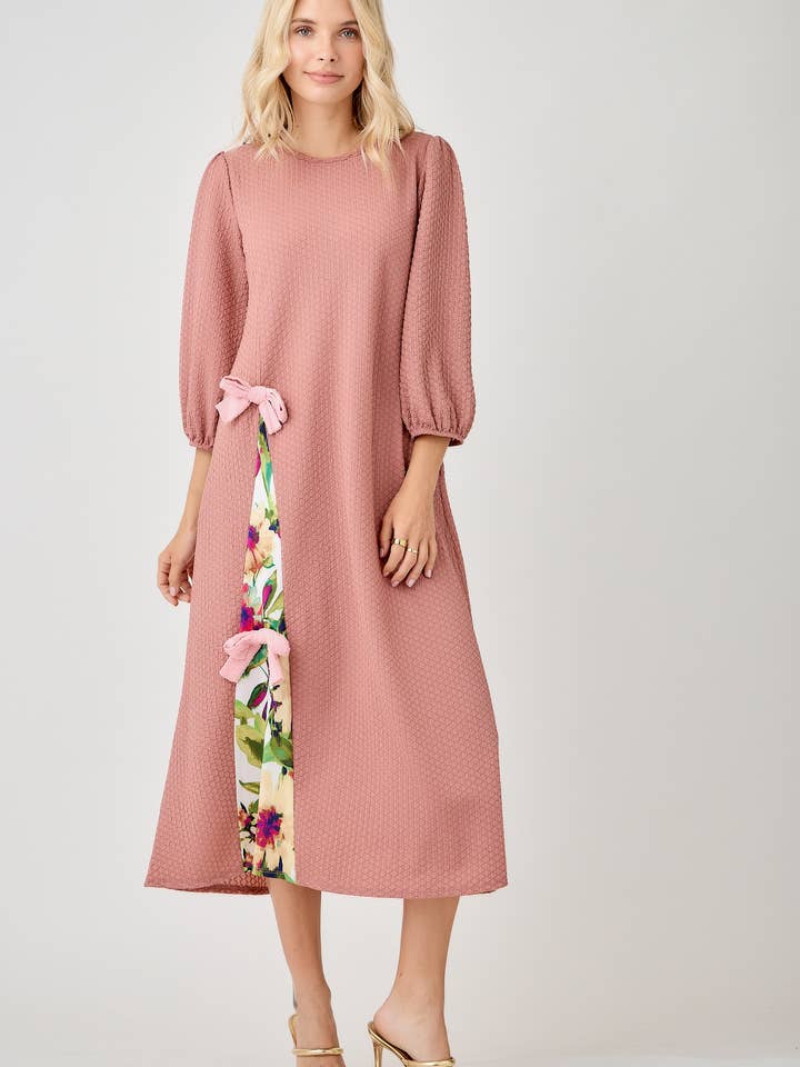 Celeste Clothing - Wholesale Dress - Women's - WOMEN'S MODEST SIDE BOW DRESS WITH PUFF SLEEVES AND POCKETS9