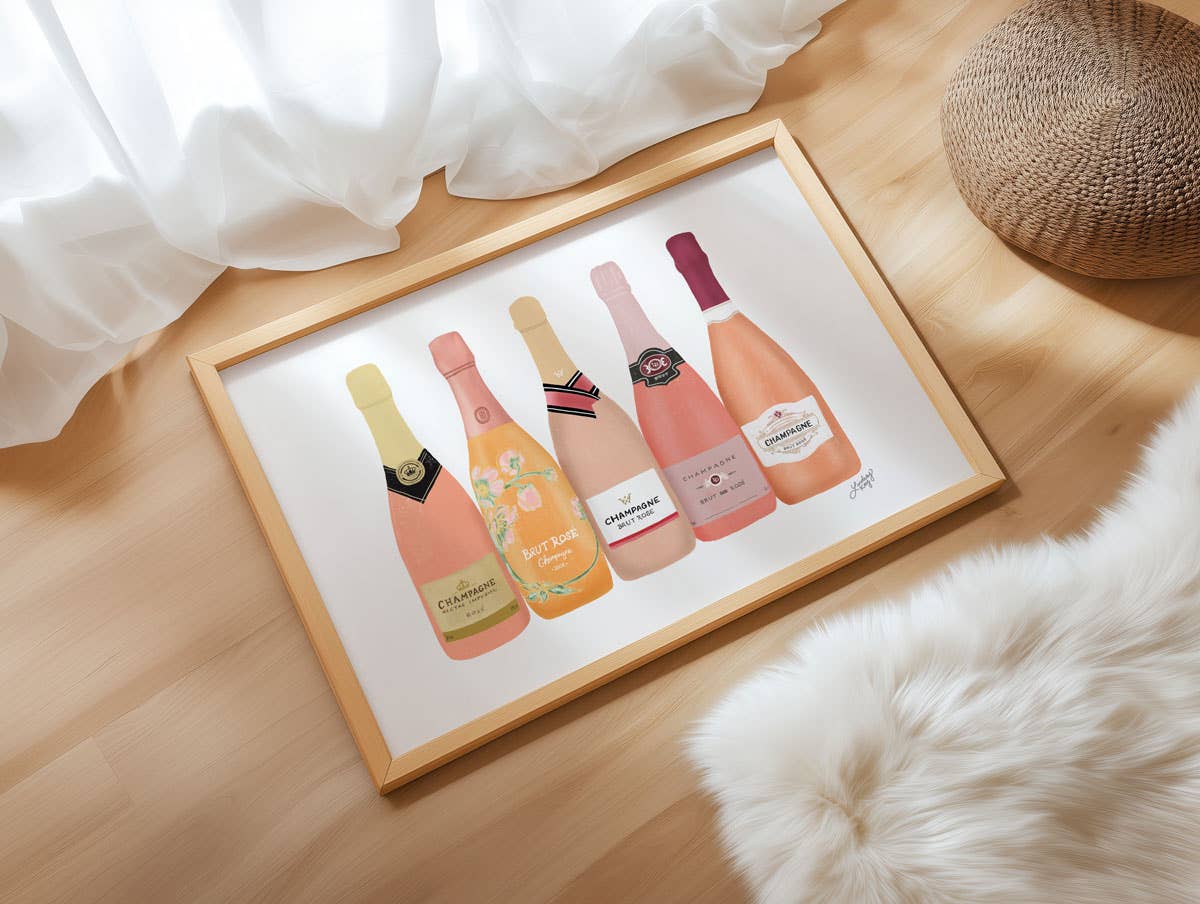 Lindsey Kay Collective - Wholesale Art Print - Rose Champagne Bottles - Art Print3