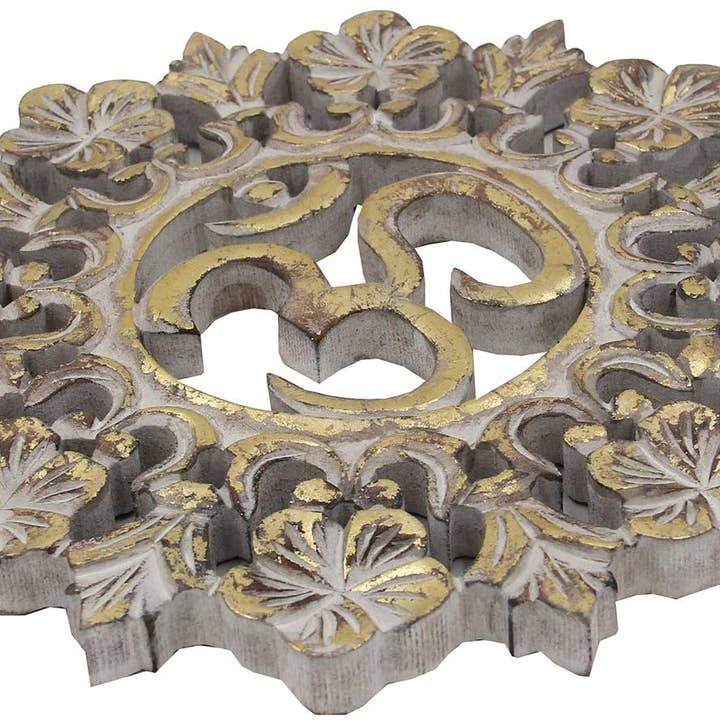 Lungta Imports - Wholesale Wall Accent - Handcrafted Wooden Om Wall Decor Hanging Art (OM Gold)1
