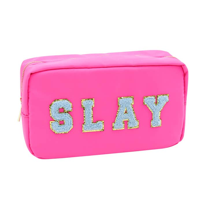 Varsity Collection Cosmetic Bag SLAY Chenille Patch for wholesale by Mavi Bandz