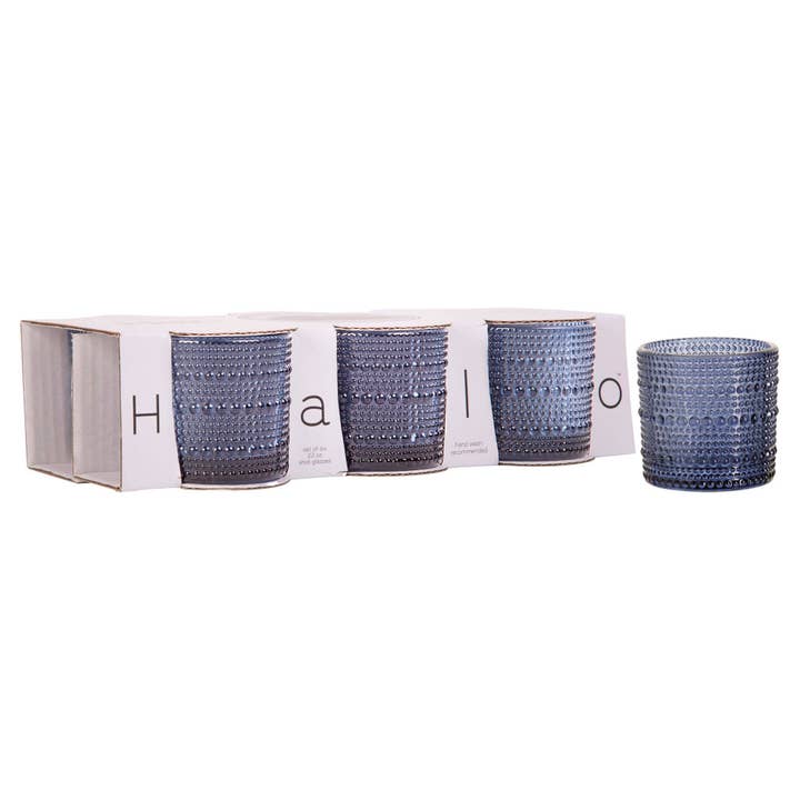 HALO S/6 COBALT SHOT 2OZ GLASS for wholesale by Home Essentials