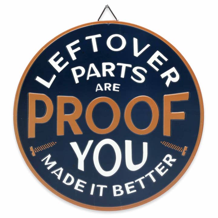 Open Road Brands, LLC - Wholesale Wall Sign - Leftover Parts Round Metal Sign