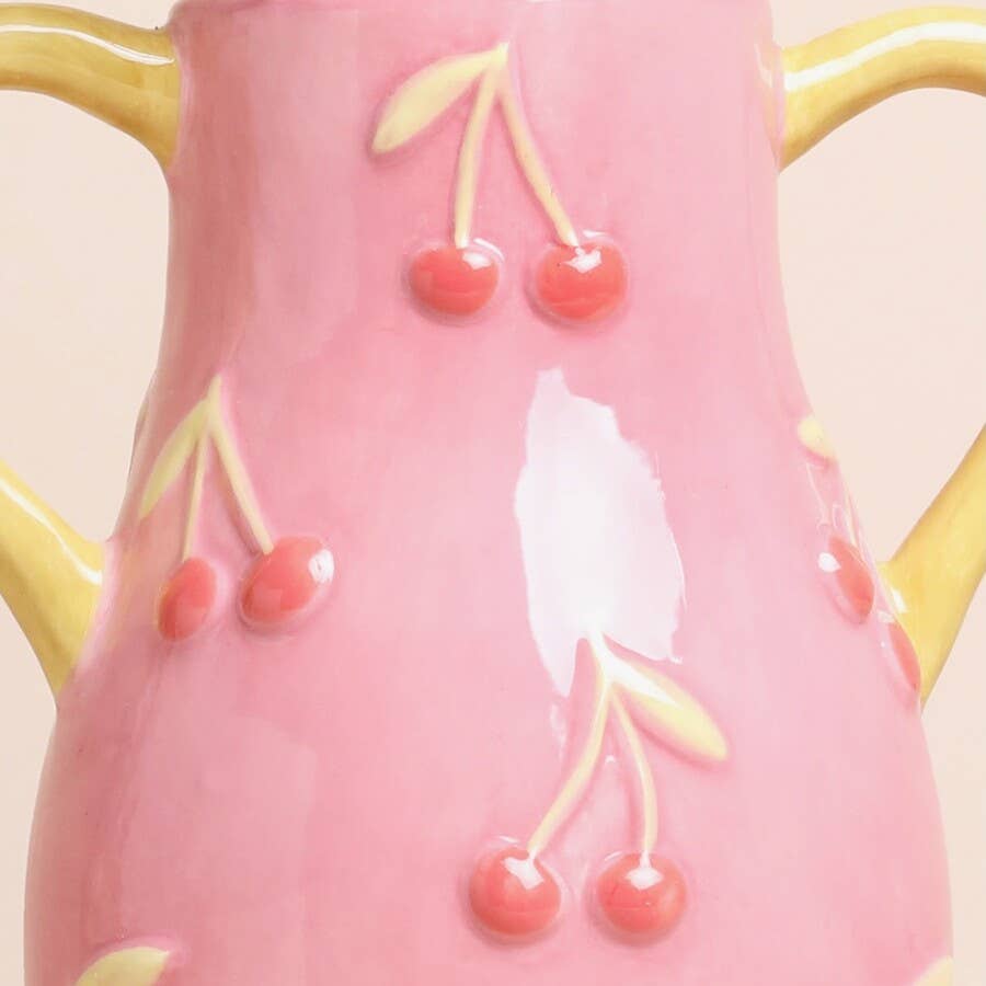 Lisa Angel – wholesale Vase – Pink and Yellow Embossed Cherry Ceramic Vase1