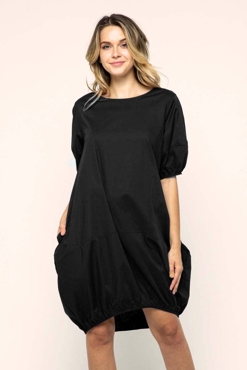 Bloidy - Vente Robe – femme - Robe mini bulle en popeline à manches courtes - D10482SS3