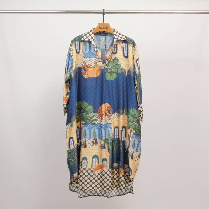 Cecile Wang - Wholesale Dress - Women's - Indian palace print fluid dress KD6120VS-253