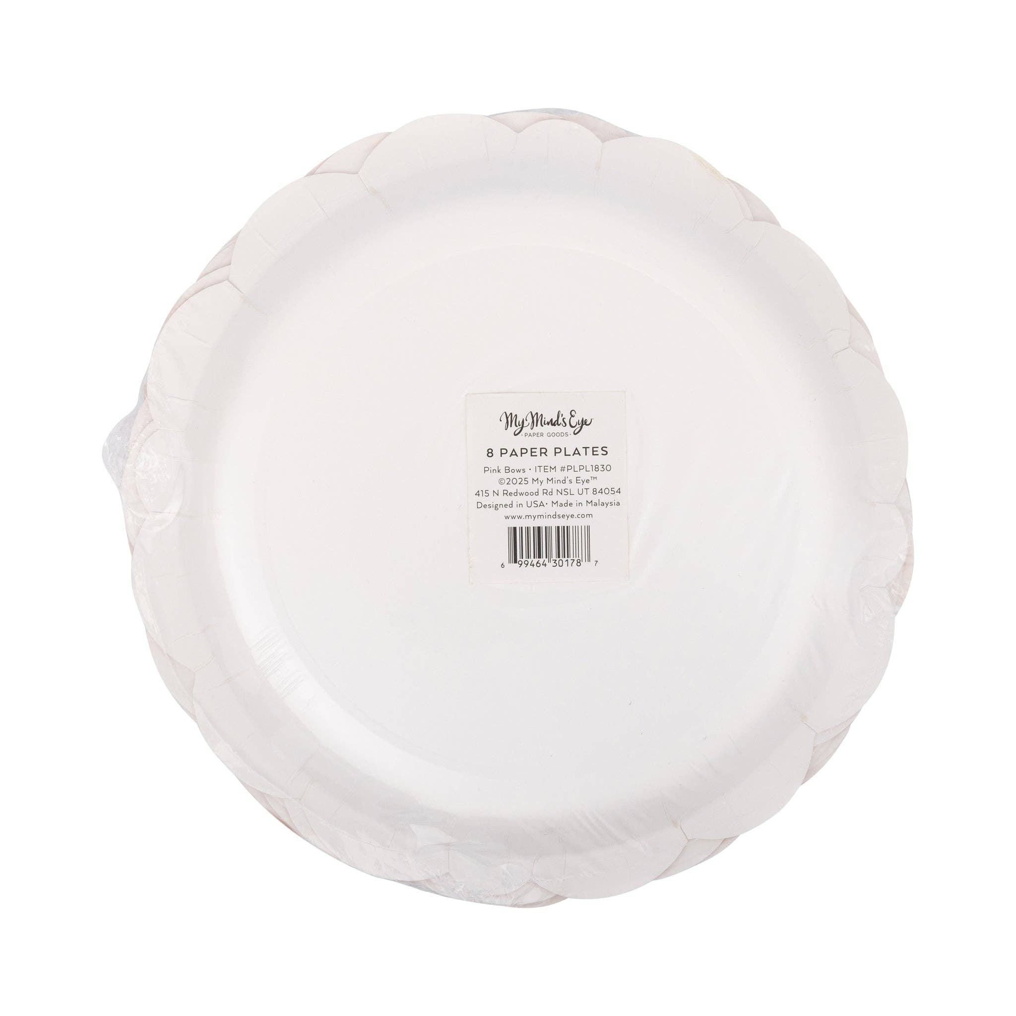 My Mind’s Eye - Wholesale Disposable Plate - PLPL1830 - Round Pink Bows Paper Plate5