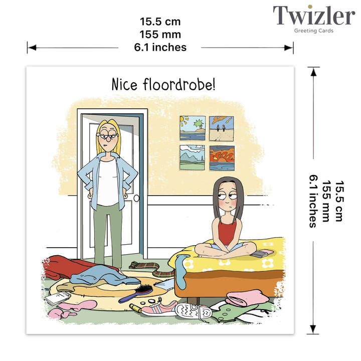 Twizler Ltd - Wholesale Gewone wenskaart - Mooie Floordrobe - Grappige tienerkaart2