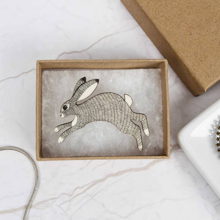 hare brooch - bloc range for wholesale by Perkins & Morley