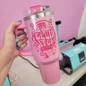  Water bottle, Barbie pink/Matte black Stanley cup style, 40oz  tumbler with handle and straw, coffee cup, leak proof, thermos, travel  cups, swig coffee cup, water bottle: Home & Kitchen