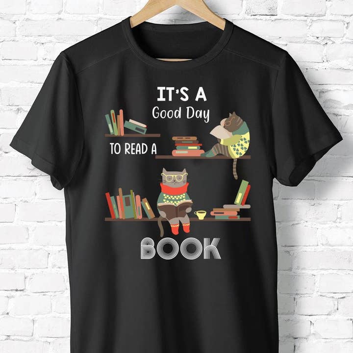 It's A Good Day To Read A Book Shirt Funny Cat Reading Shirt for wholesale by EagleAceApparel