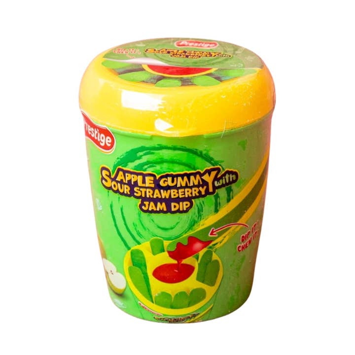 Prestige Apple Gummy Strawberry Jam Dip 12x70g for wholesale by CargoPirate