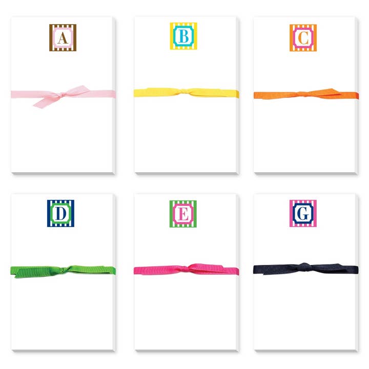 CABANA STRIPE INITIAL JOTTIES PROGRAM for wholesale by Donovan Designs