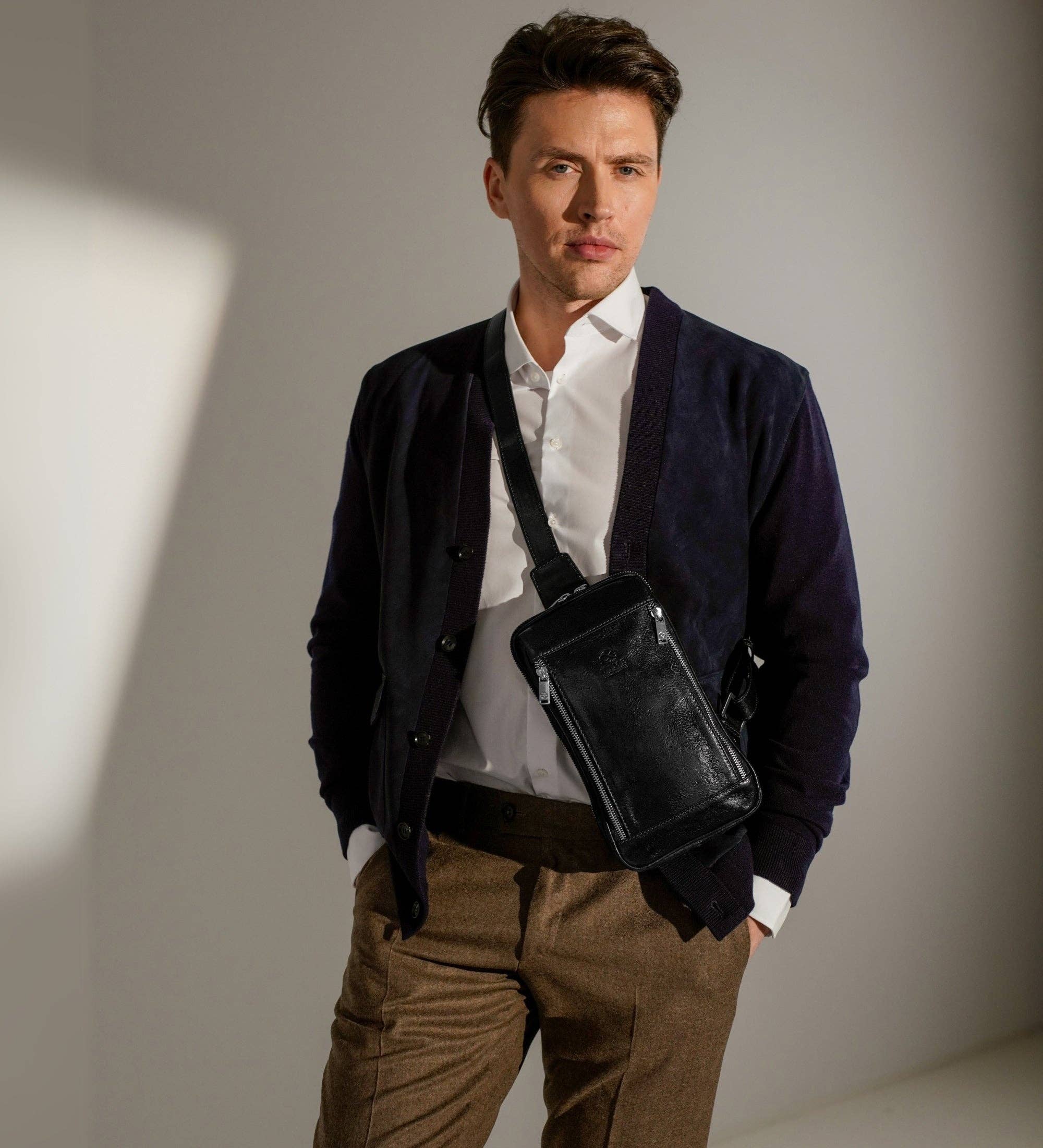 Time Resistance - Wholesale Crossbodytas - Heren - Leren Slingtas Borsttas - Kim14