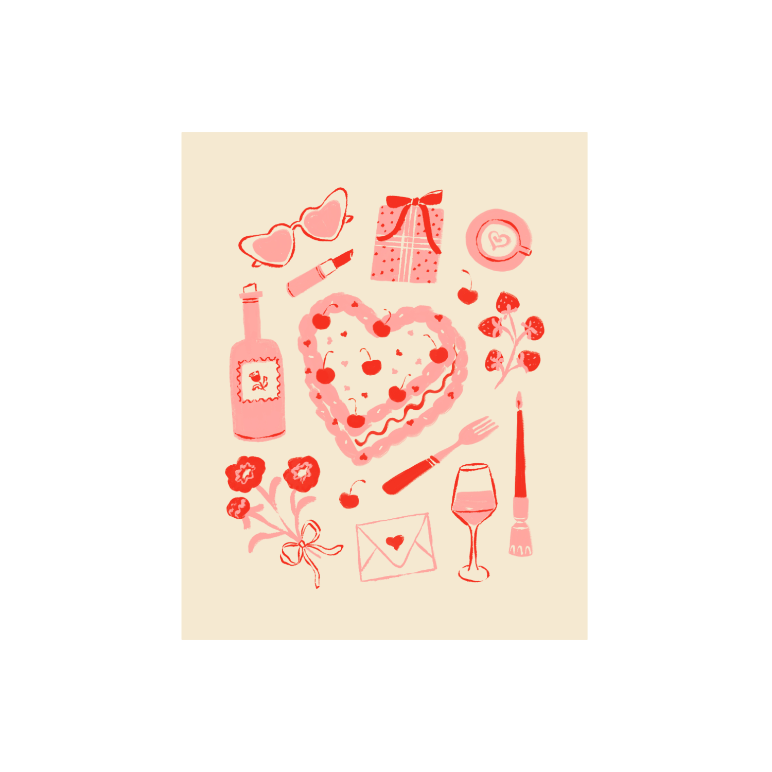 Samantha Johnson Illustration - Wholesale Art Print - Heart Cake Art Print1