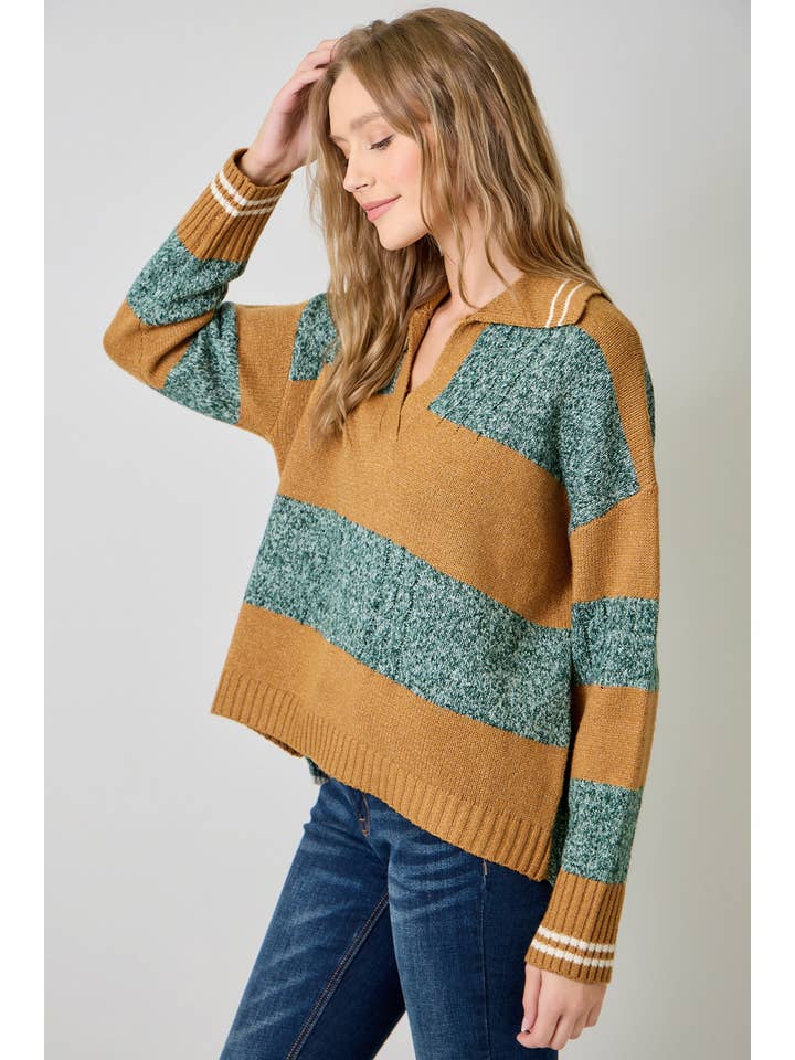 Mystree - Wholesale Knit Sweater - Women's - 60899 V-Neck Multistripe Sweater12