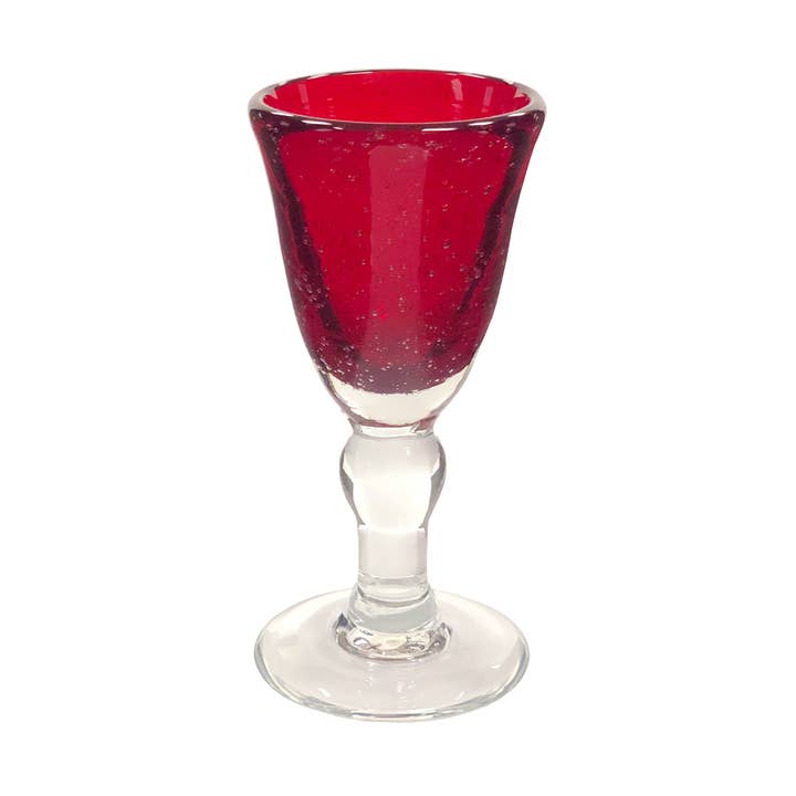 Håndblæst rød tyk 5-oz. baluster vinglas, 6-1/2” for engroshandel hos Madison Bay Co. - Historical Home Decor Reproductions