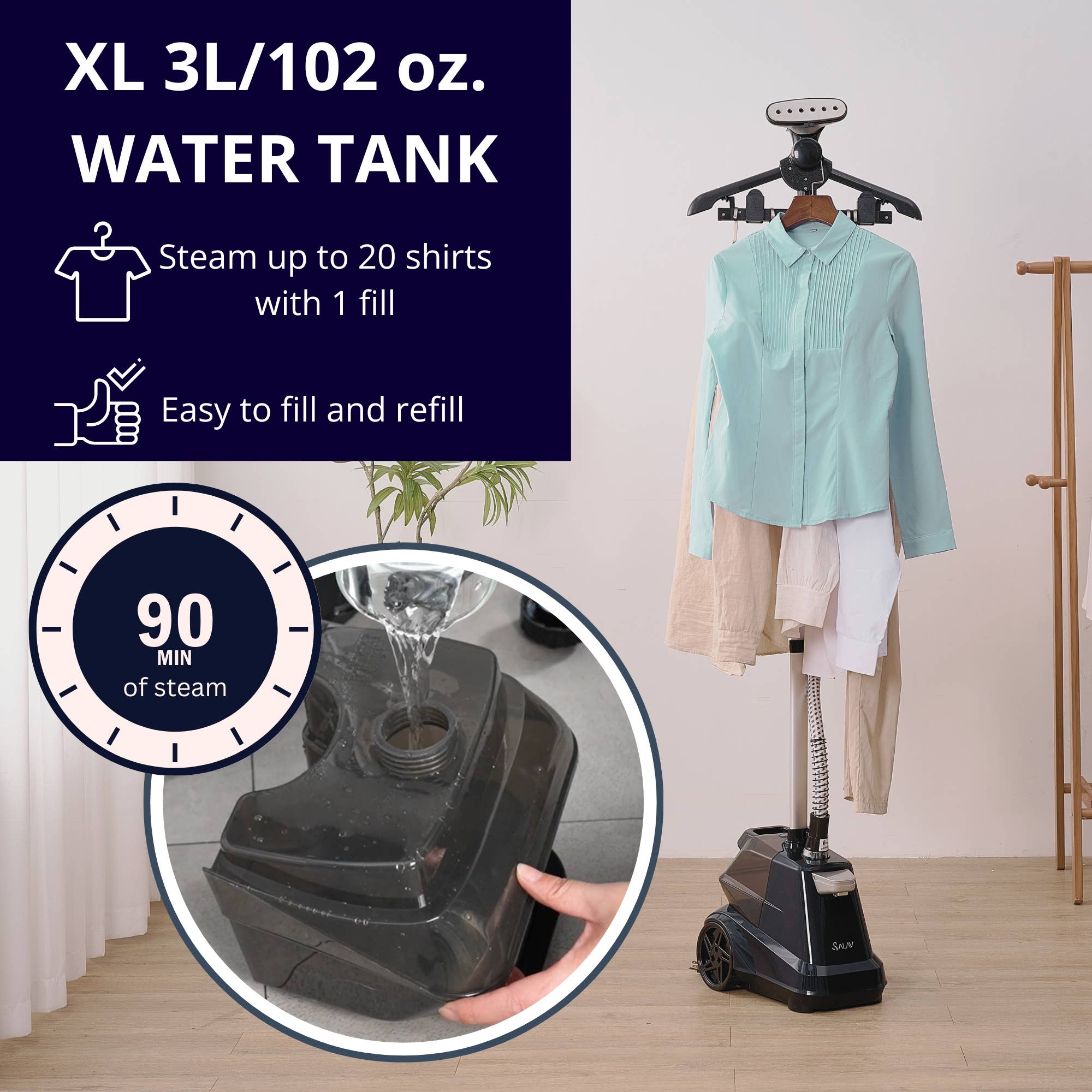 Salav-True & Tidy – Máquina de engomar a vapor por atacado – Passadeira a Vapor Comercial Salav com Desligamento Automático Integrado6