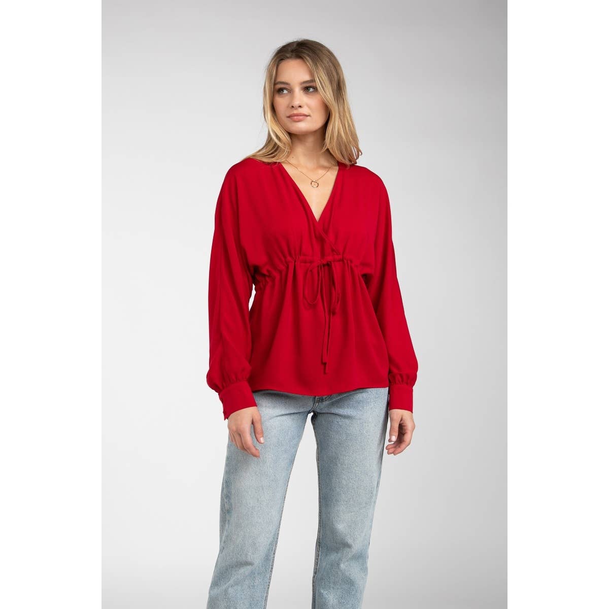 Naked Zebra Rack – Großhandel Bluse – Damen – Bluse mit Raglanärmeln und Bindedetail auf der Vorderseite15