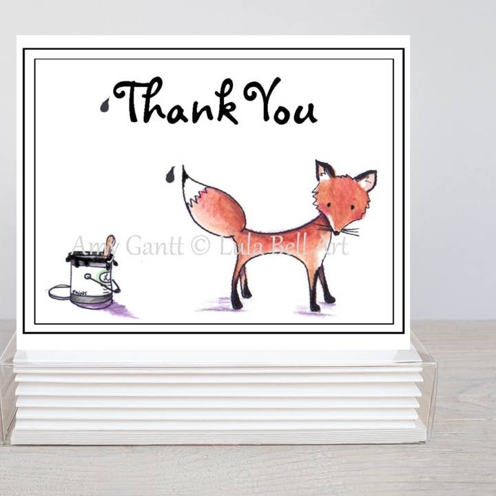 Thank You - Mr. Fox Boxed Note Cards for wholesale by Lula Bell Cards and Gifts