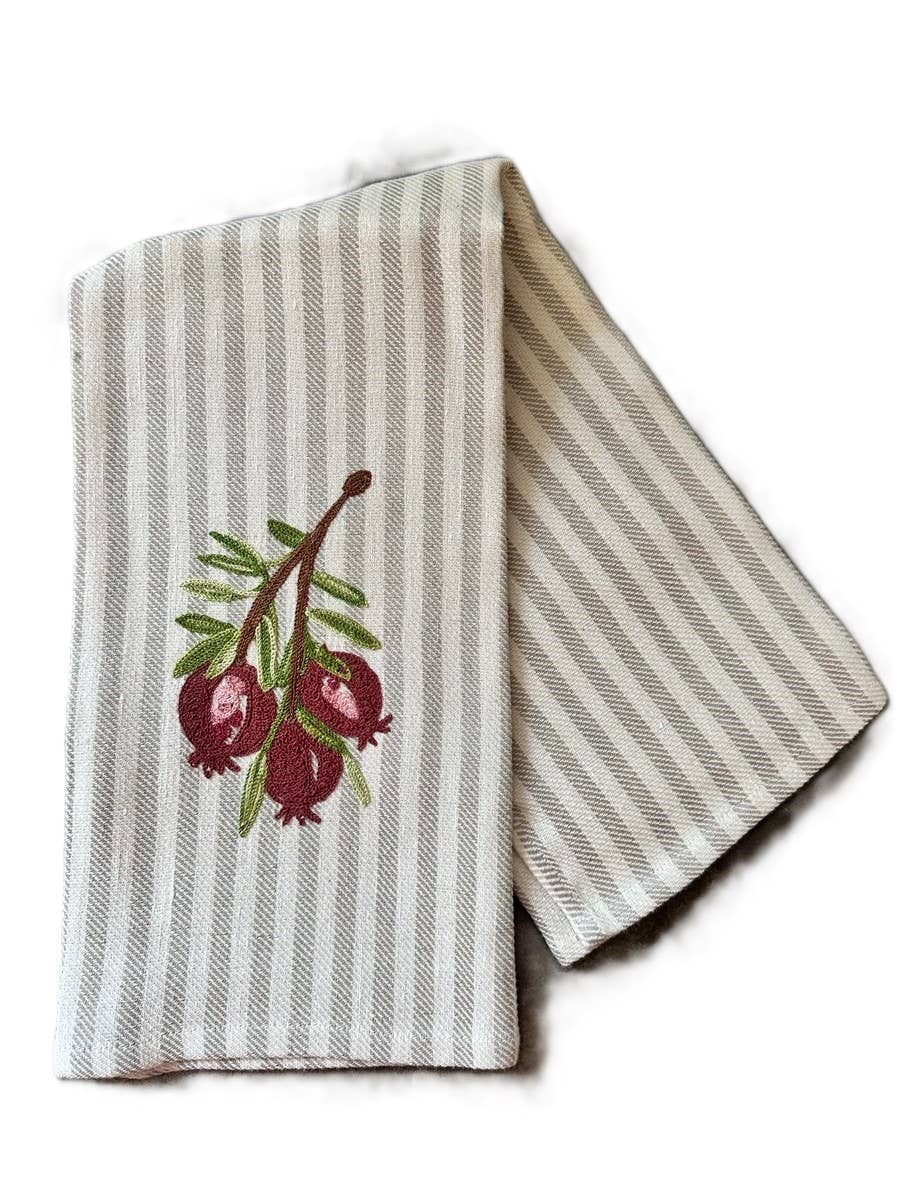 cord col MLG POMGRANATES - EMBROIDERED KITCHEN TOWEL POMELO for wholesale on Faire