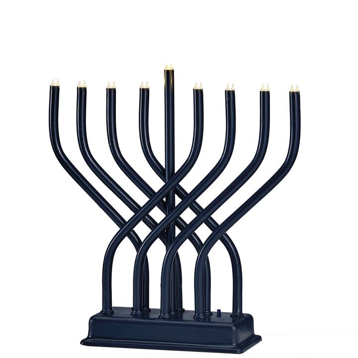 Modern LED Menorah, Ul Adapter, Navy, 9.5" X 9.5" for wholesale by Rite lite