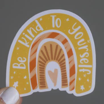 Be Kind to Yourself Rainbow Sticker for wholesale by Len + Laine