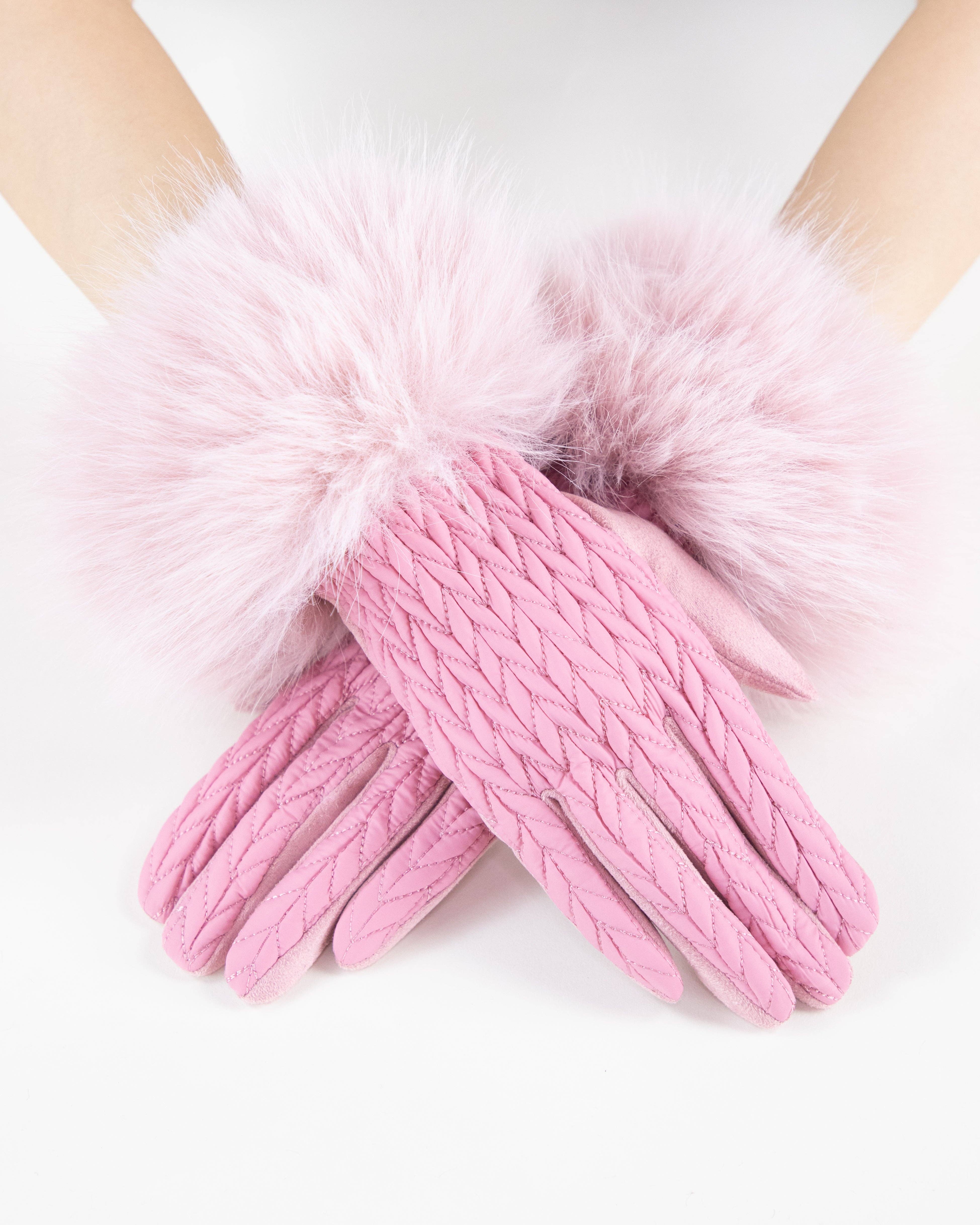 Original USA - Vente Gants – femme - Gants à revers en fausse fourrure à texture point jersey (TS)3