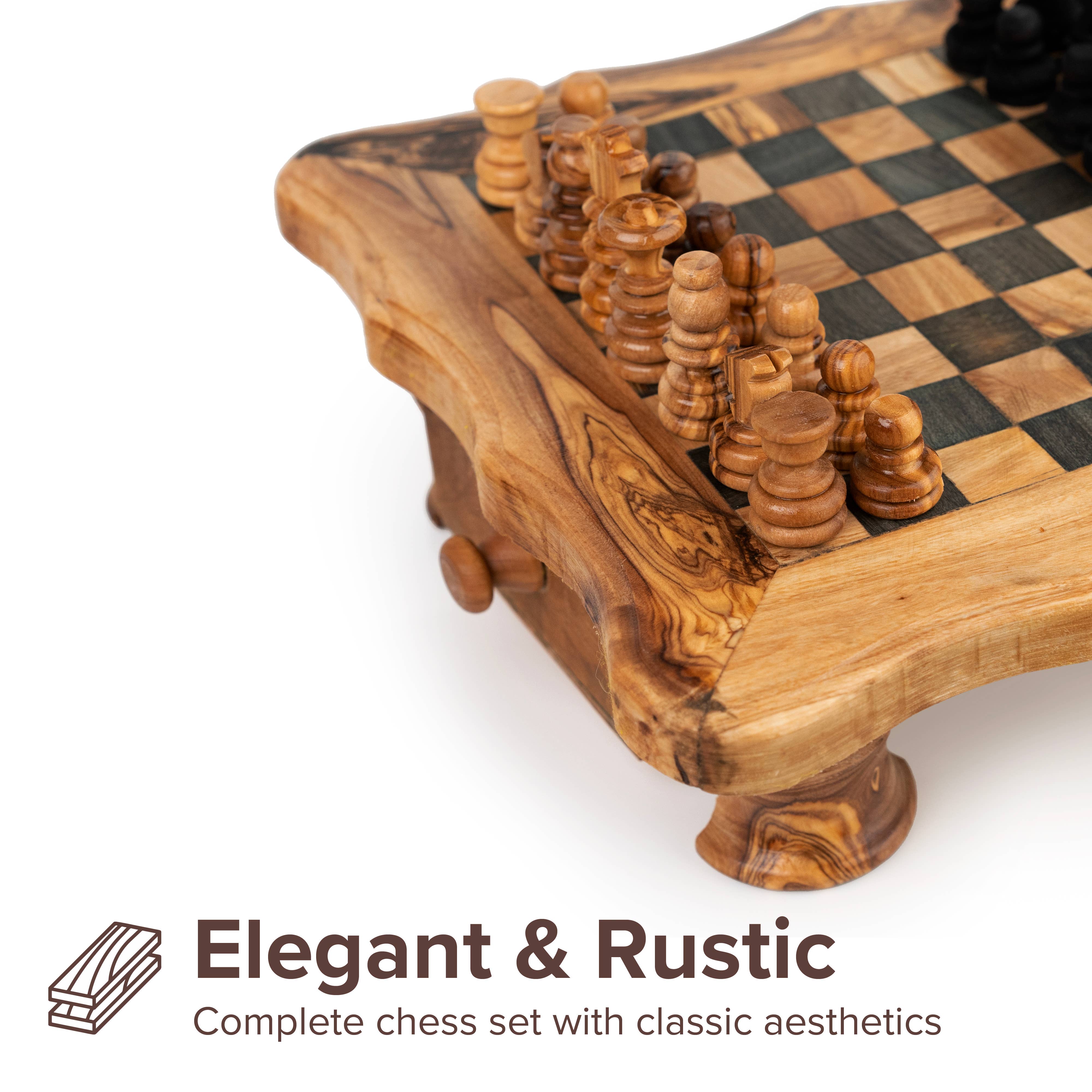 Next Day Shop - Vente Jeux de société - Jeu d'échecs en bois d'olivier fait main, échiquier antique5