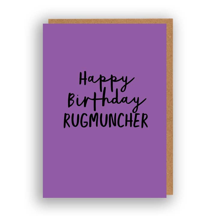 Happy Birthday Rugmuncher Funny LGBTQ Card for wholesale by The Sweary Card Co