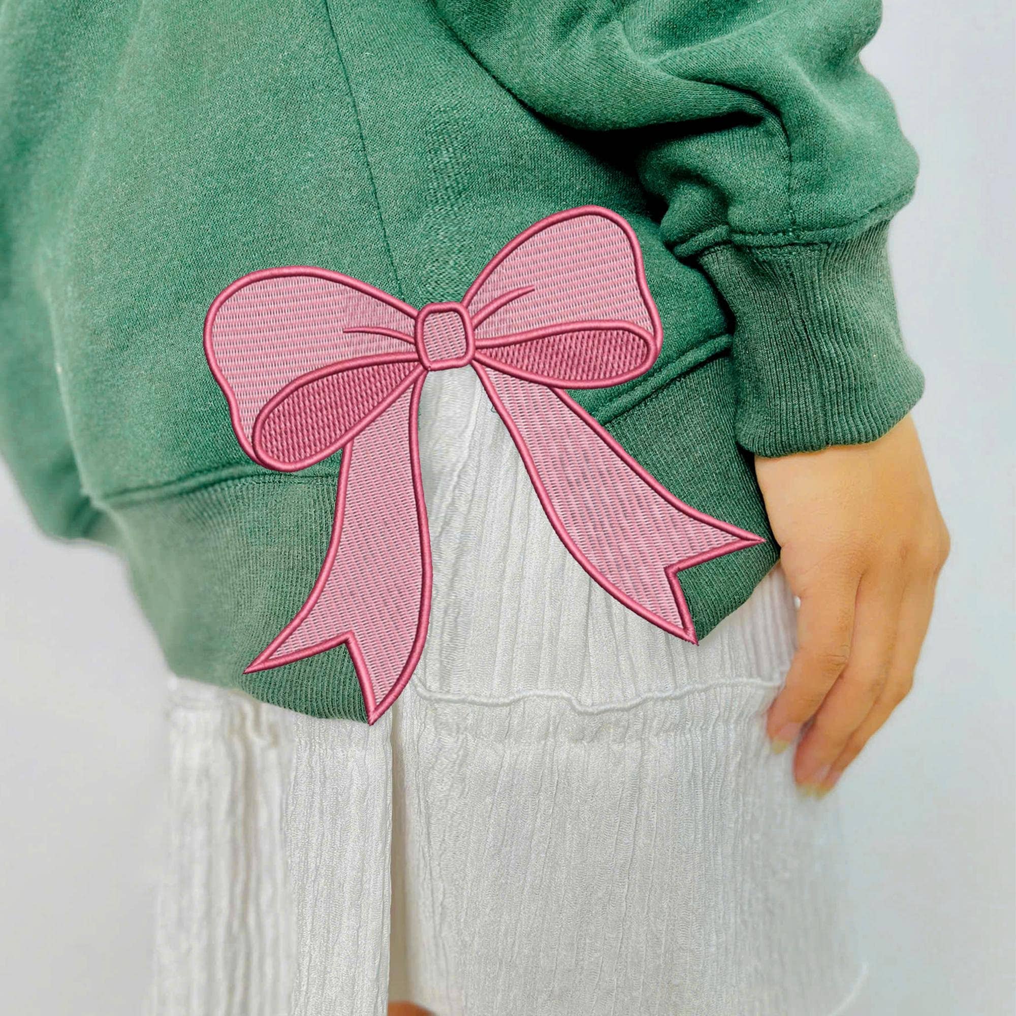 NVC Ecommerce LLC – wholesale Graphic sweatshirt – Women’s – Retro Pink Coquette Lover Embroidered Side Bow Sweatshirt2