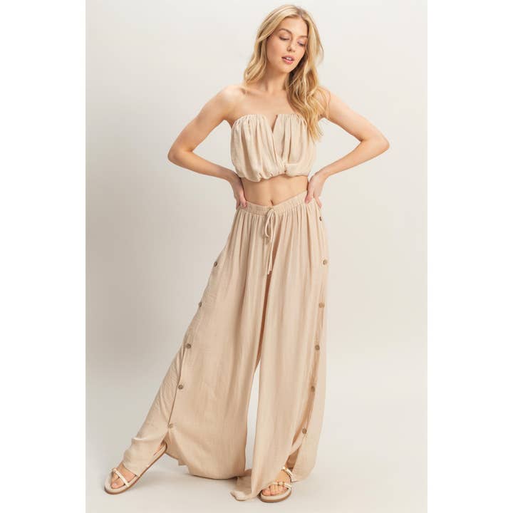 HYFVE - Wholesale Top & Pant Set (NOT Loungewear) - Women's - HF25E001-SET-Ruched Top And High Waist Pants Set