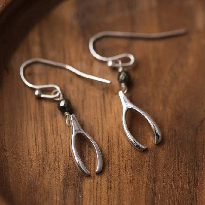 wishbone earrings-pyrite for wholesale by Wild Abandon Jewelry