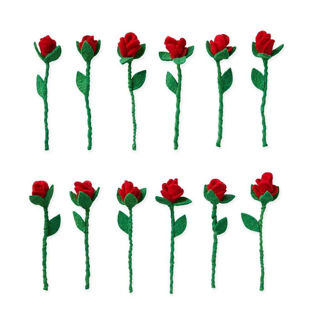SERRV International - Wholesale Artificial Flowers - Felt Rose Bouquet - Set of 121